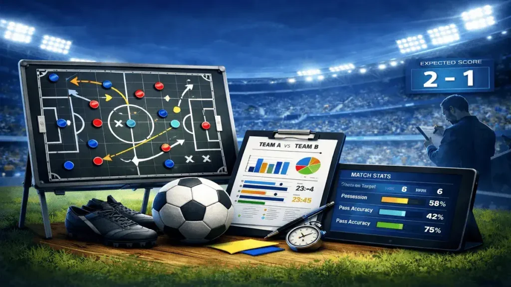 Soccer match insight showing how football analysts evaluate matches using tactical analysis and performance indicators.
