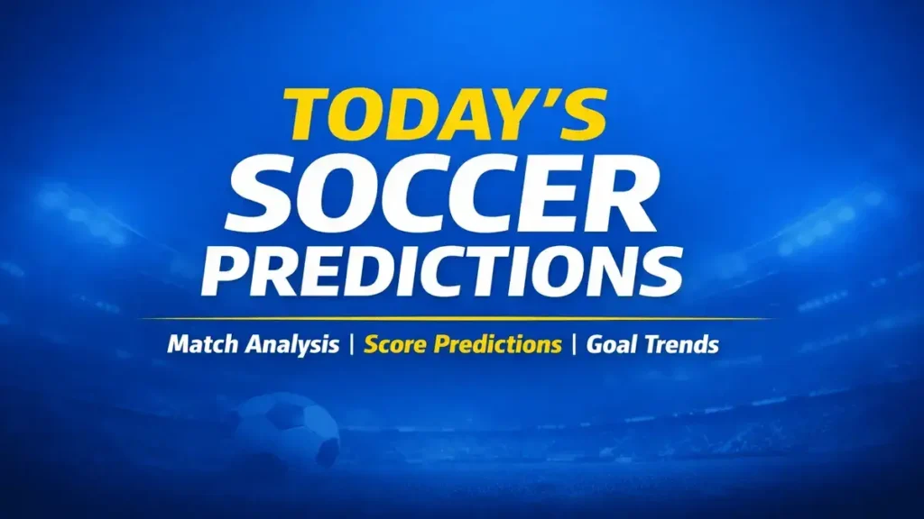 Today’s soccer predictions graphic showing match analysis, score predictions and goal trends from MatchInsight.news.